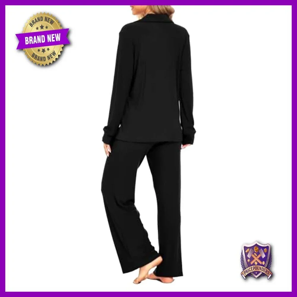 Soft Rayon Blend Long Sleeve Pajama Set Lounge Wear 2 Piece Large